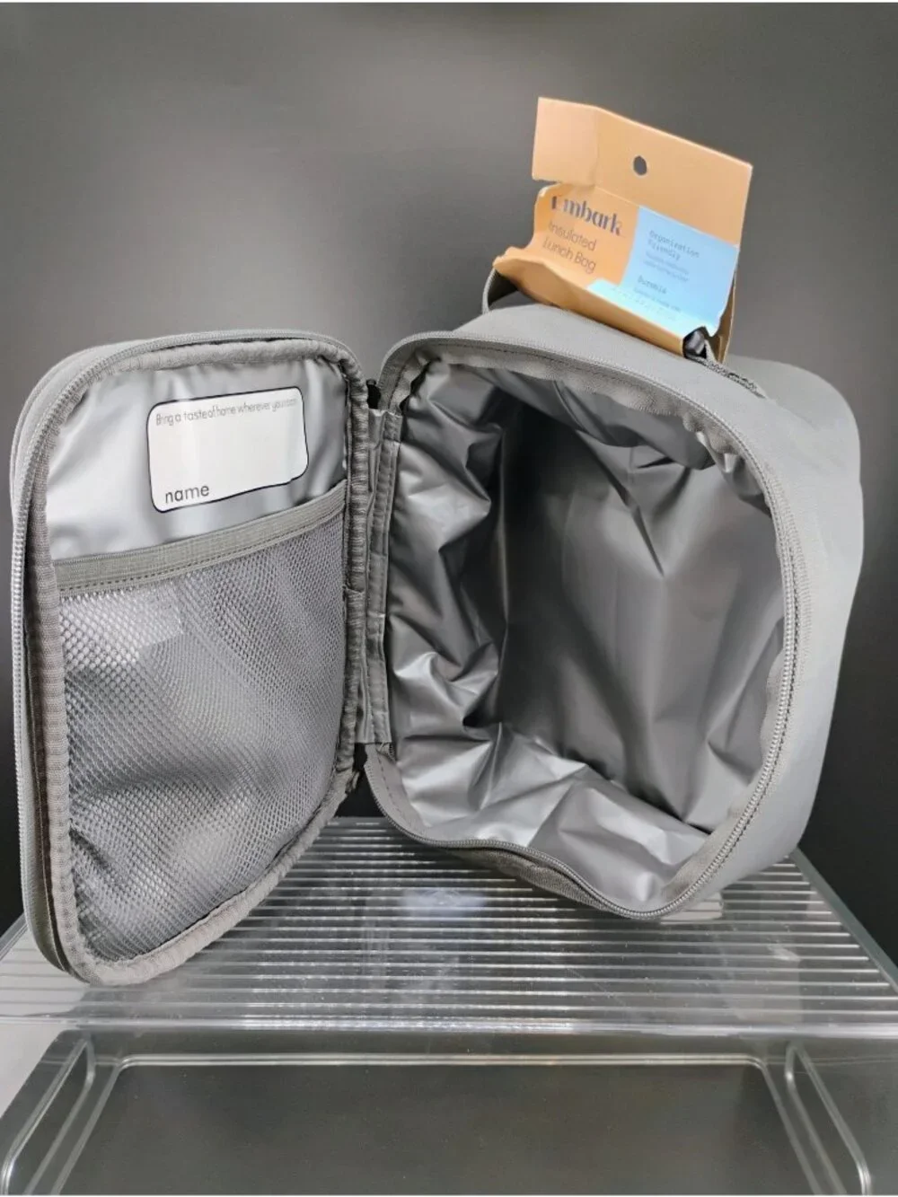 Embark Gray Insulated Lunch Bag With Side Pocket & Durable Exterior
